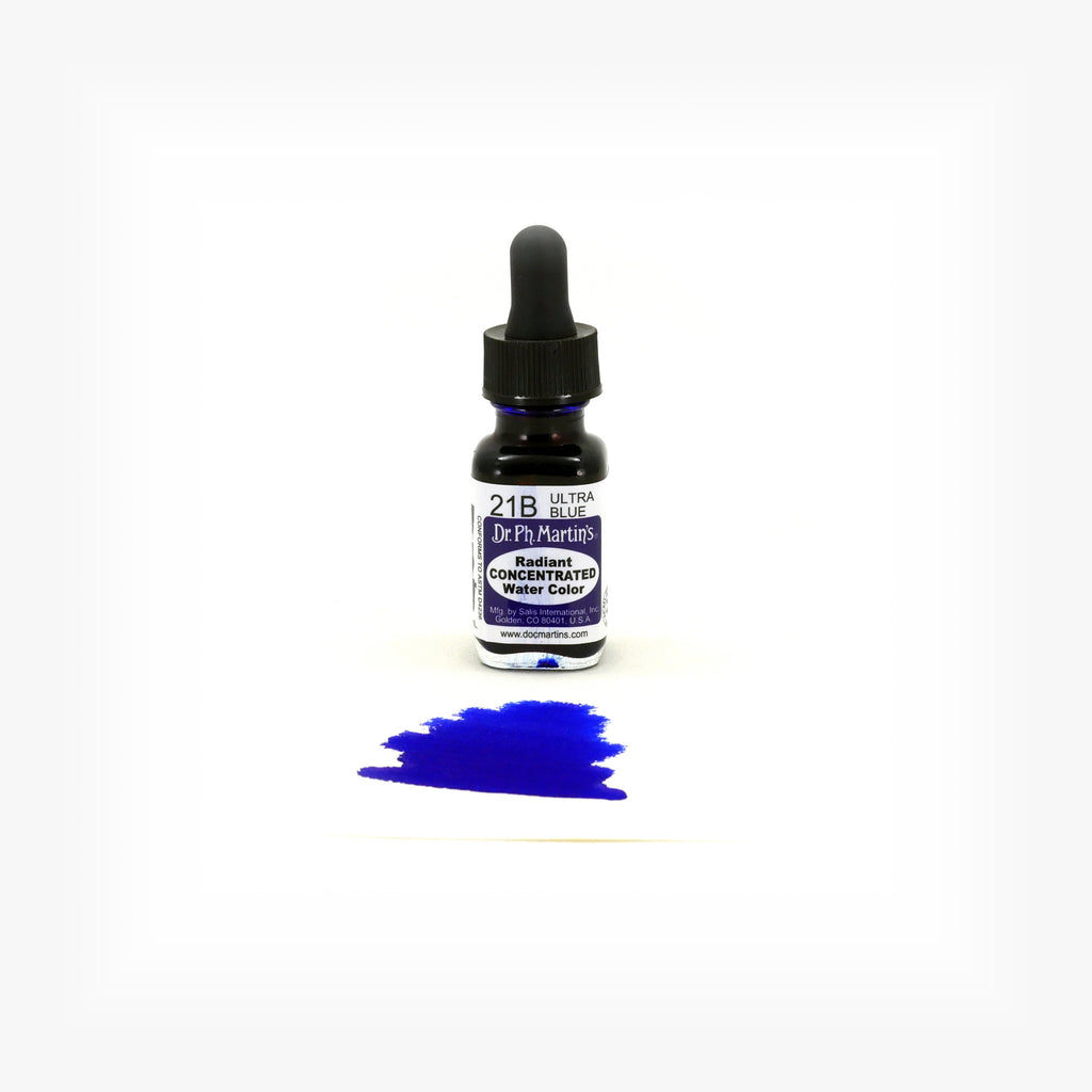 Dr. Ph. Martin's Radiant Concentrated Water Color, 0.5 oz, Ultra Blue (21B)