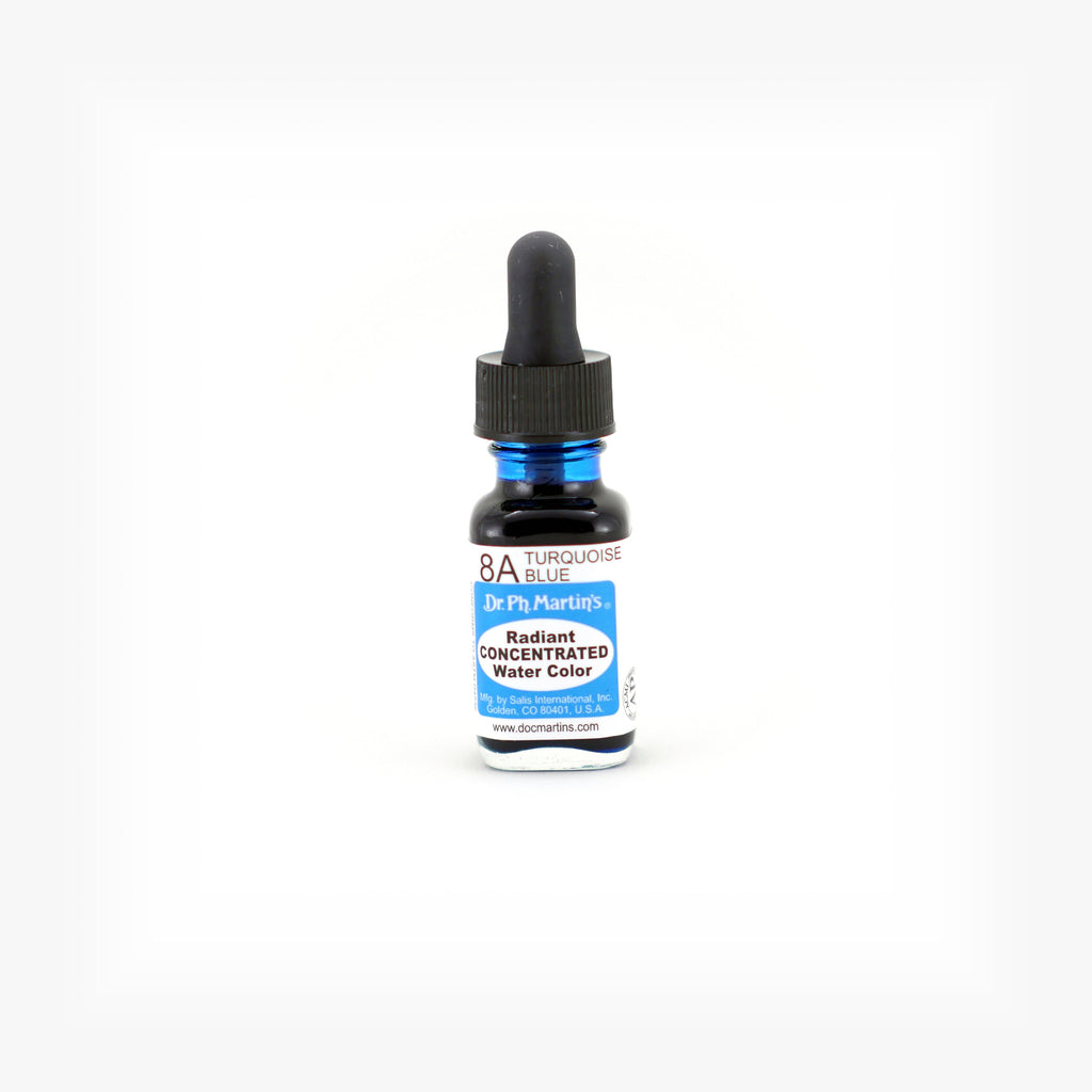 Dr. Ph. Martin's Radiant Concentrated Water Color, 0.5 oz, Turquoise Blue (8A)