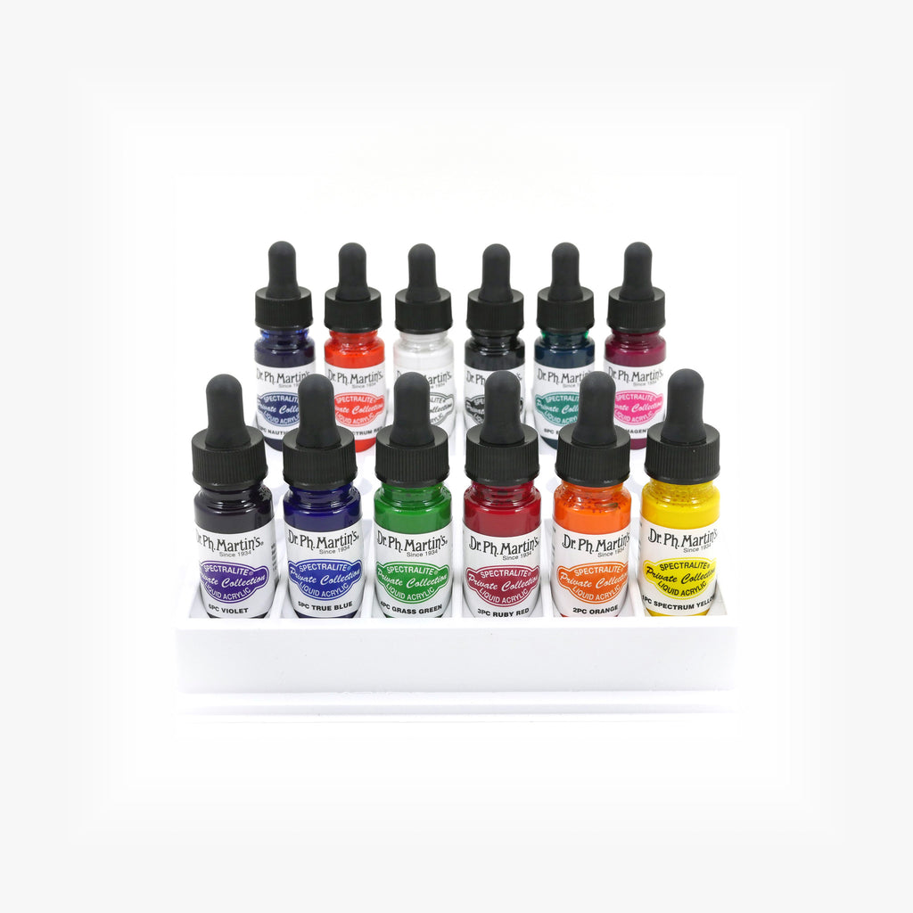 Dr. Ph. Martin's Spectralite Private Collection Liquid Acrylics, 0.5 oz, Set of 12 (Set 1)