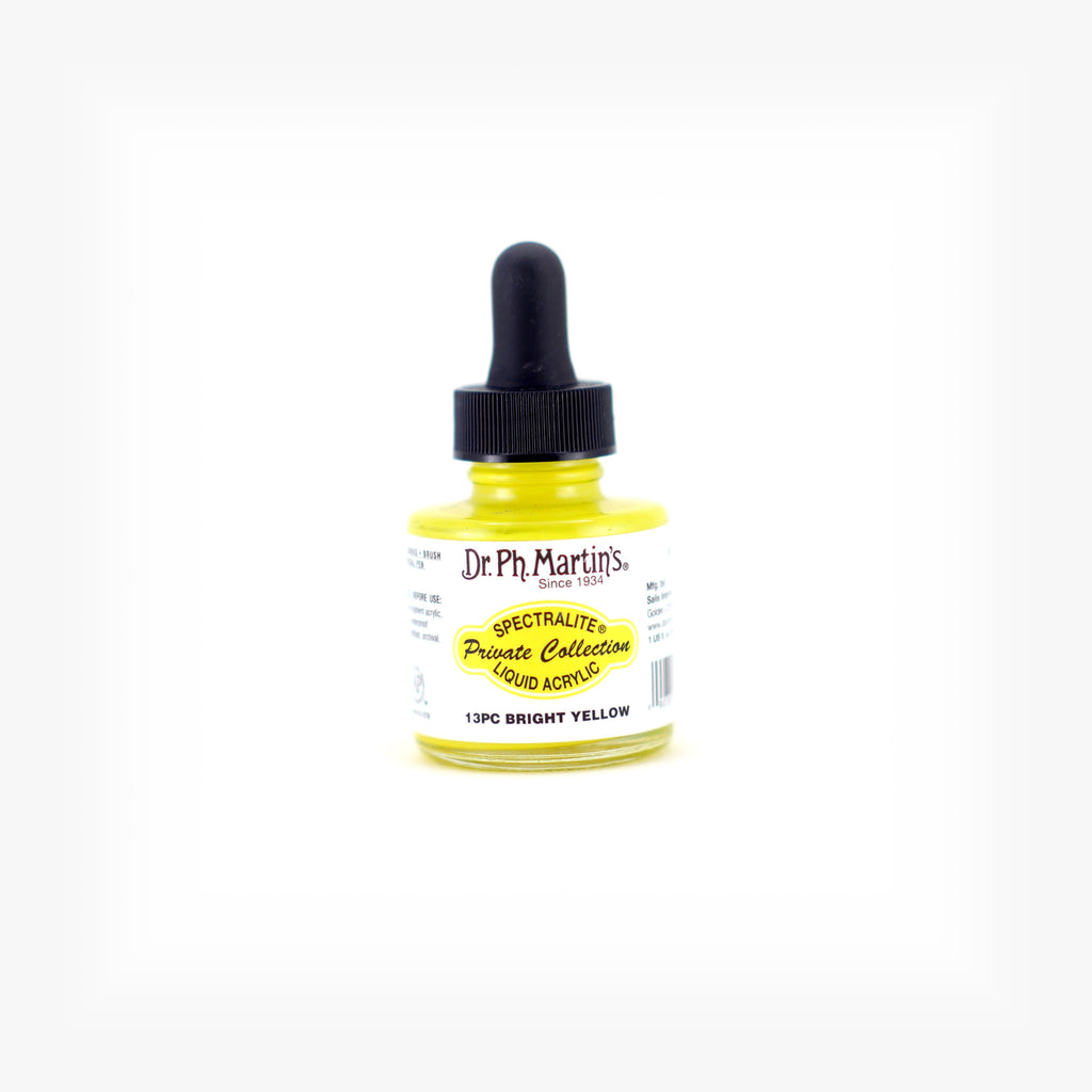Dr. Ph. Martin's Spectralite Private Collection Liquid Acrylics, 1.0 oz, Bright Yellow (13PC)