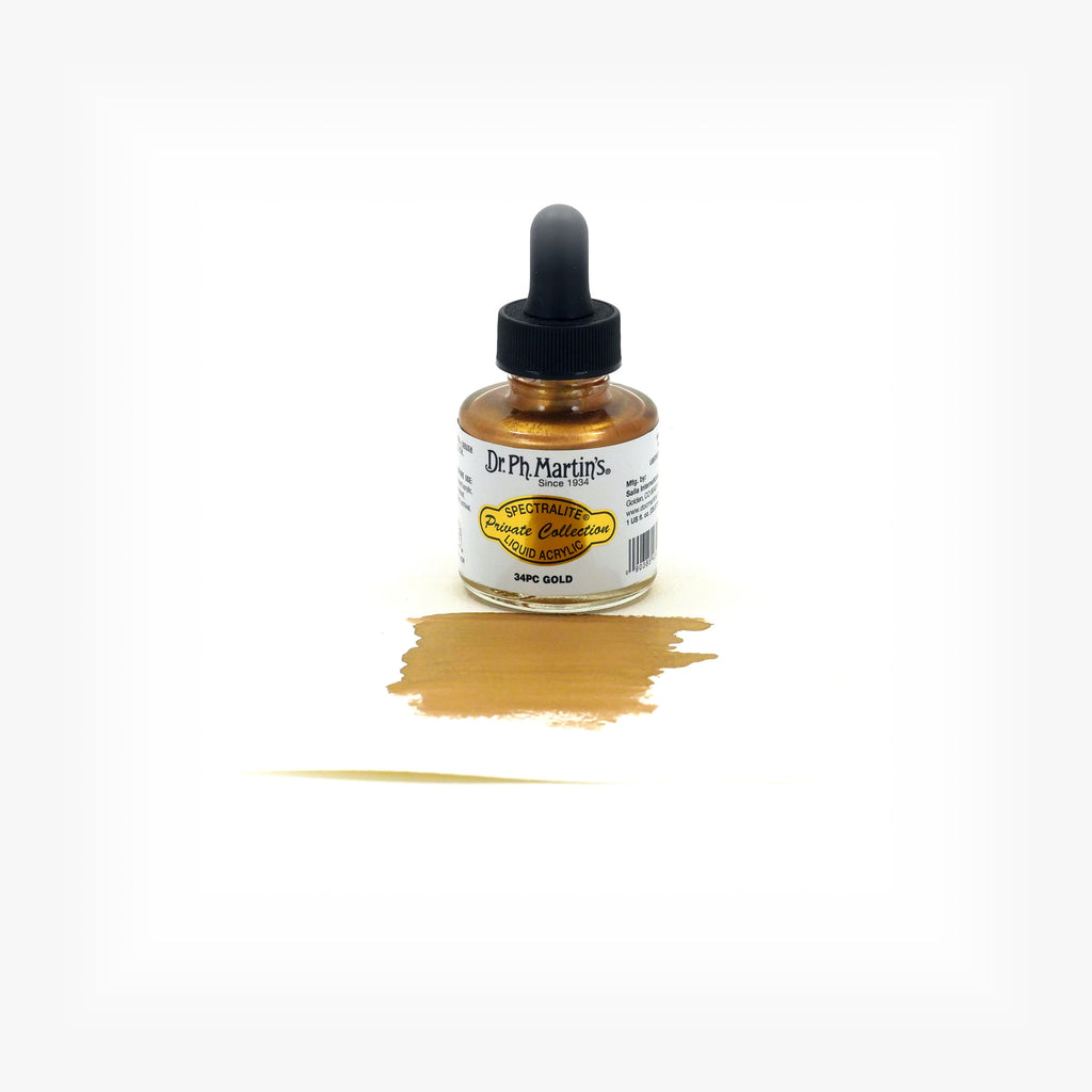 Dr. Ph. Martin's Spectralite Private Collection Liquid Acrylics, 1.0 oz, Gold  (34PC)