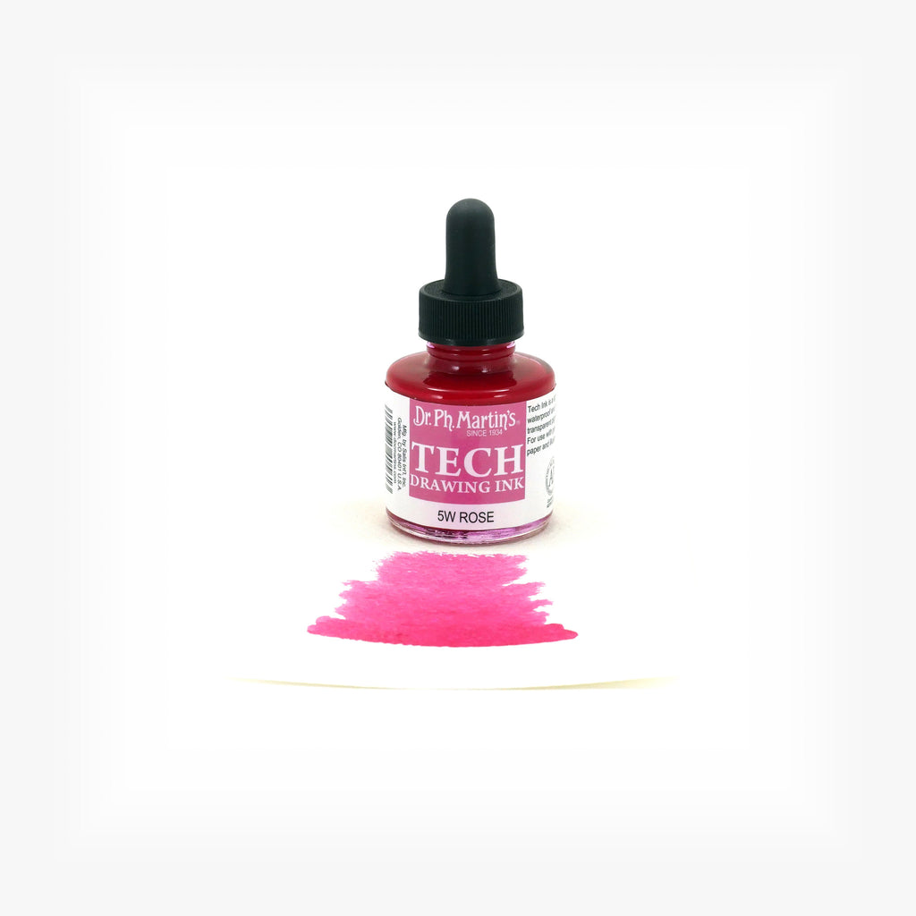 Dr. Ph. Martin's TECH Drawing Ink, 1.0 oz, Rose (5W)